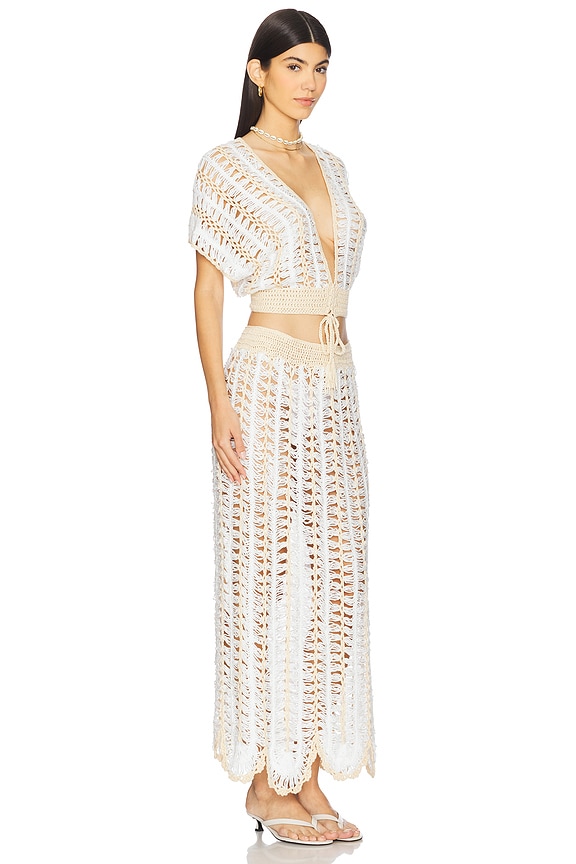 view 2 of 3 Mayla Skirt Set in White And Taupe