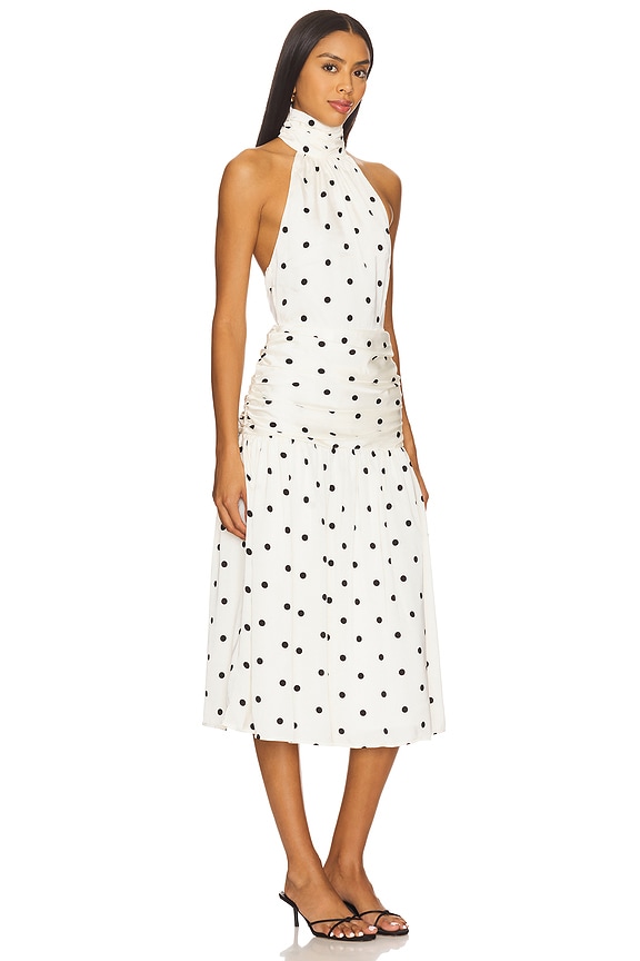 view 2 of 3 x Yhasmina Ferrara Carmina Halter Midi Dress in White & Black Dot