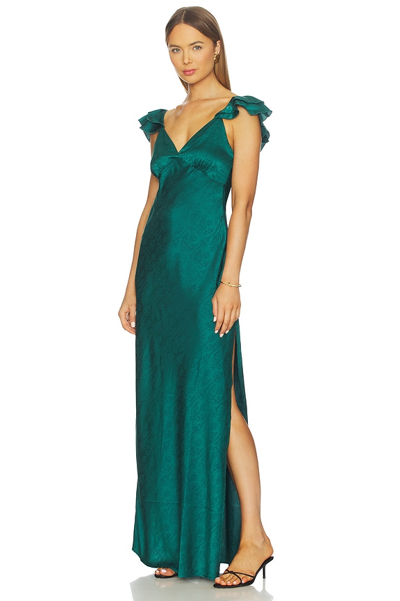 view 2 of 4 Becky Ruffle Maxi Dress in Emerald Green