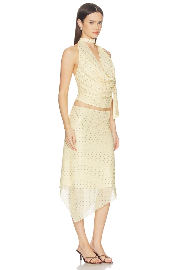 view 2 of 4 Ariyah Midi Skirt Set in Yellow Polka Dot