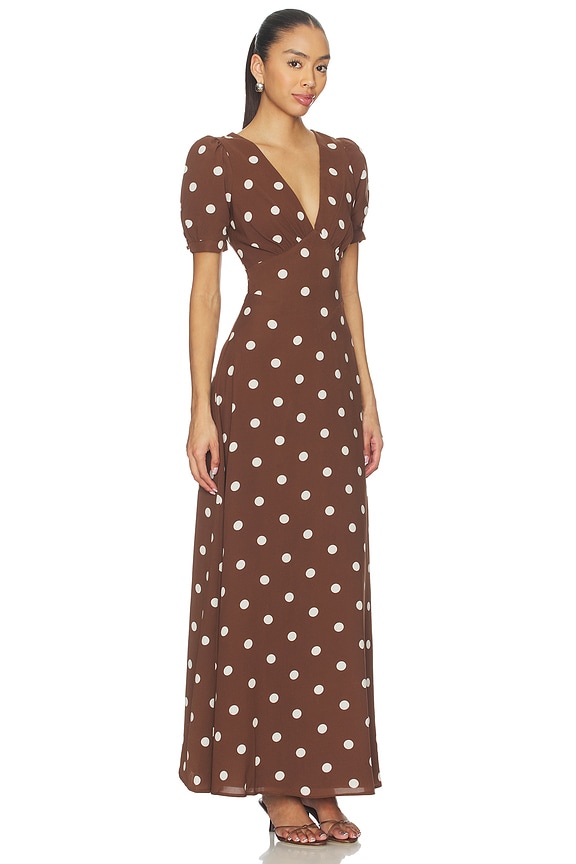 view 2 of 3 Devin Maxi Dress in Brown & Cream Polka Dot