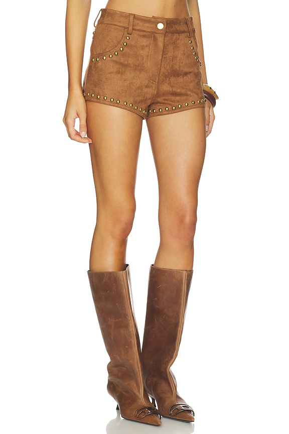 view 2 of 6 Leanan Studded Faux Suede Short in Tan