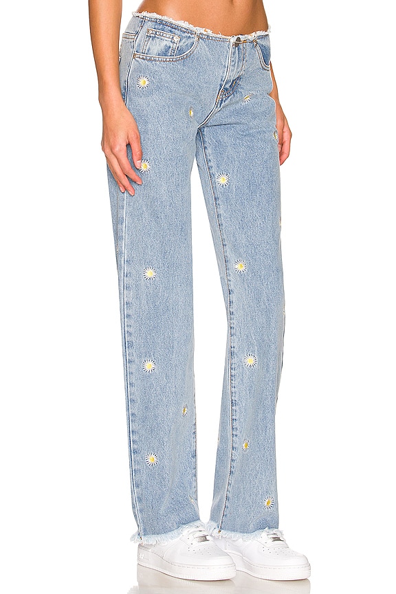 view 2 of 5 Angelina Daisy Distressed Jean in Light Blue Wash