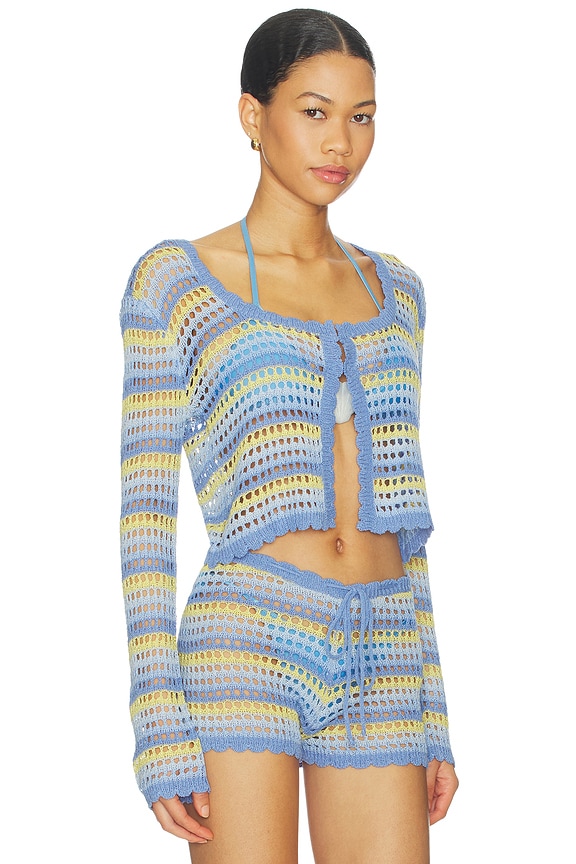 view 2 of 4 Anele Crochet Top in Blue Stripe
