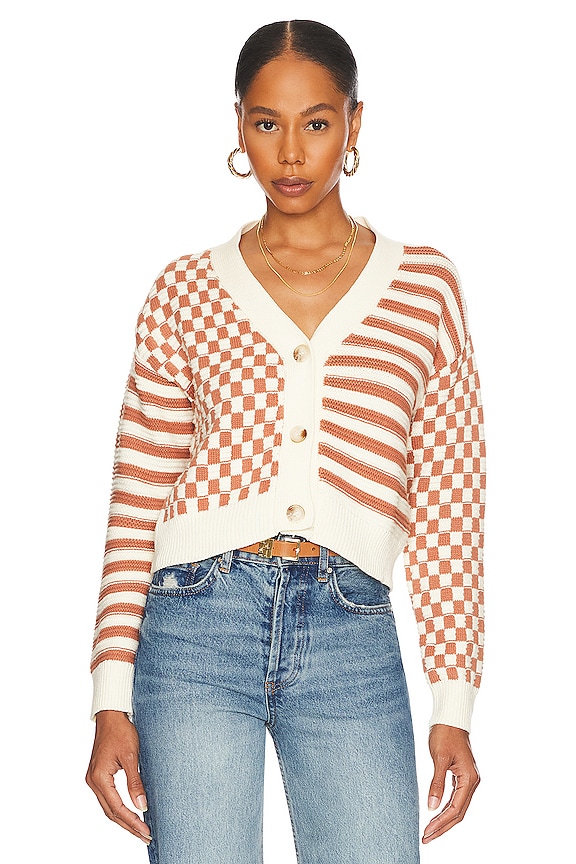 MORE TO COME Sima Button Up Sweater in Brown Multi | REVOLVE