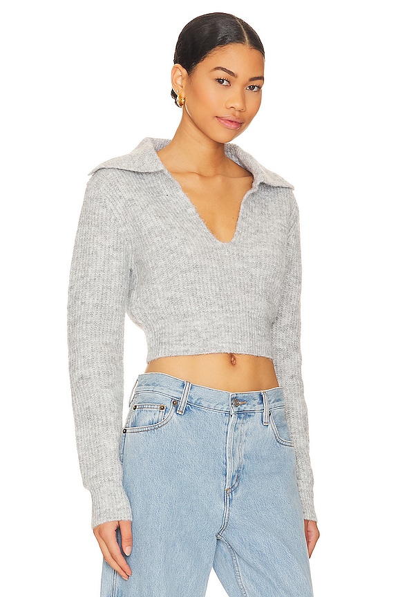 view 2 of 4 Carly Deep V Sweater in Heather Grey