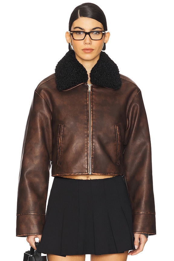 view 2 of 5 Lexi Faux Leather Jacket in Distressed Brown