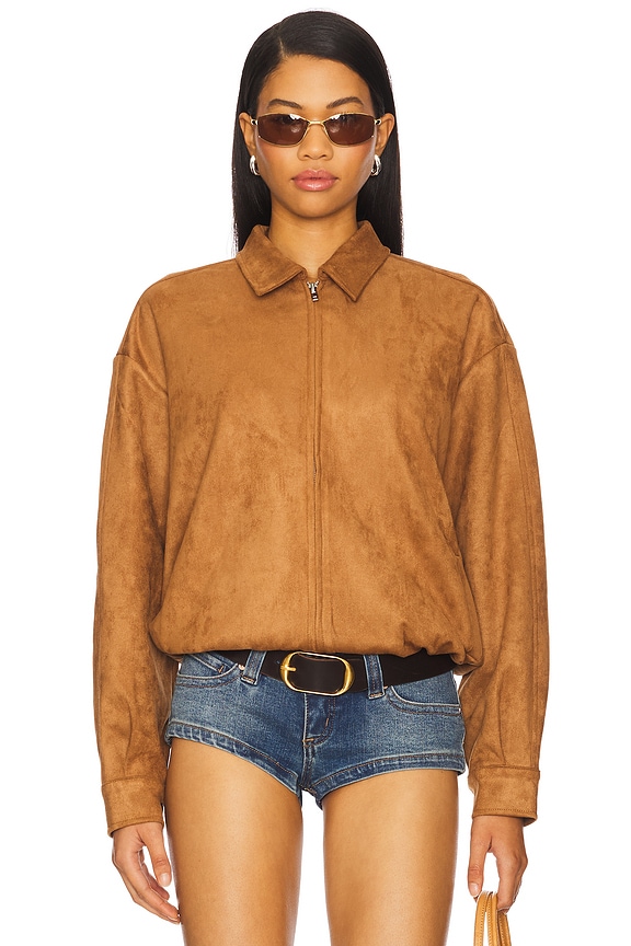 view 2 of 6 Bella Faux Suede Fringe Jacket in Caramel