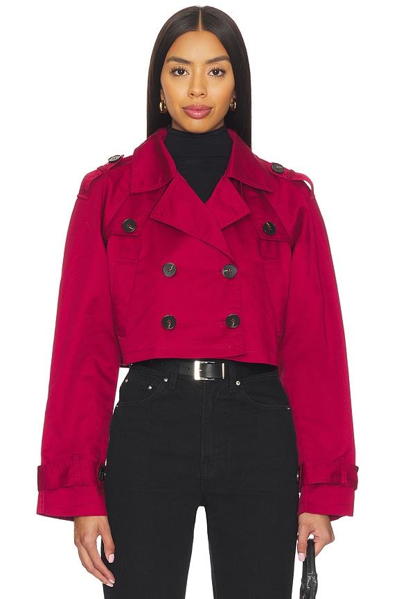 view 2 of 5 Marja Cropped Trench in Burgundy