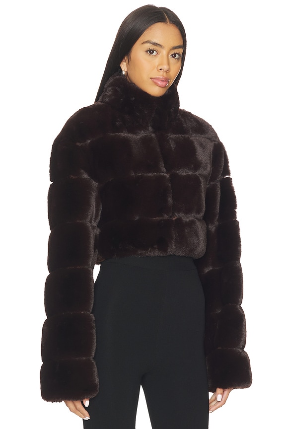 view 2 of 4 Sia Faux Fur Jacket in Dark Brown
