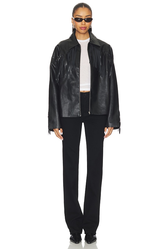 MORE TO COME Mia Faux Leather Jacket in Black | REVOLVE