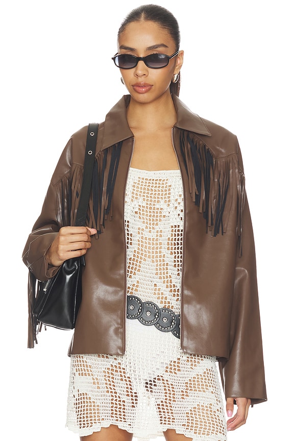 view 1 of 6 Mia Faux Leather Jacket in Brown