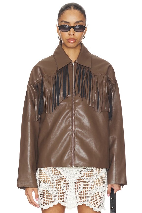 view 2 of 6 Mia Faux Leather Jacket in Brown