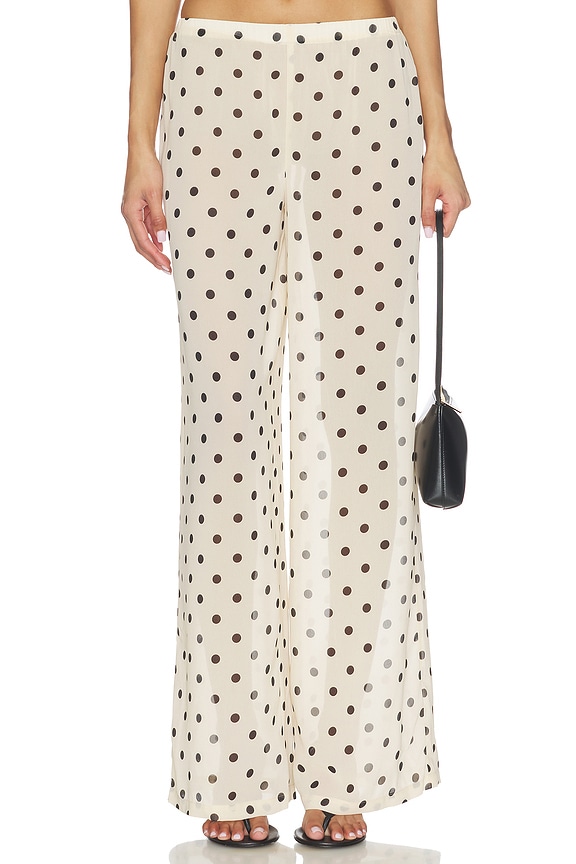 view 1 of 6 Darby Pant in Beige & Black Dot