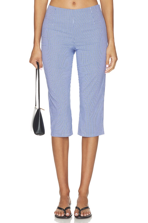 view 2 of 7 Drea Capri Pant in Blue Gingham