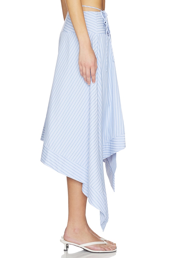 view 2 of 6 Dylan Asymmetrical Wrap Skirt in Blue Stripe