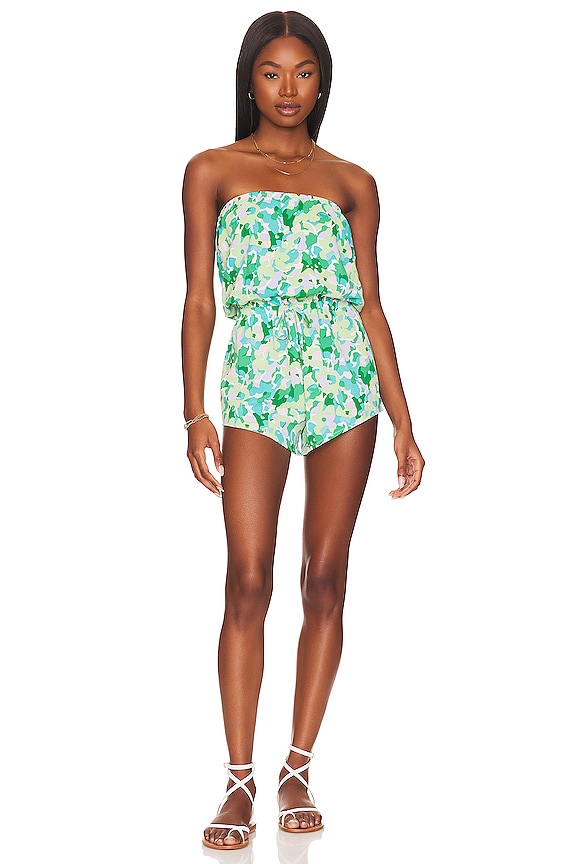 view 1 of 3 Sofia Strapless Romper in Green Multi