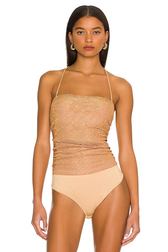 view 2 of 6 Olivia Sparkle Cami Bodysuit in Caramel