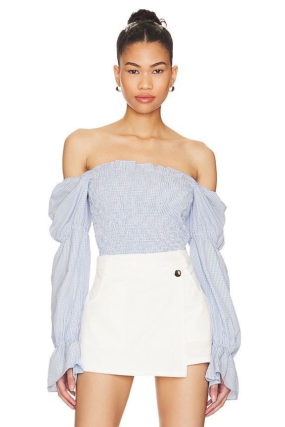 MORE TO COME Abigail Smocked Top in Blue | REVOLVE