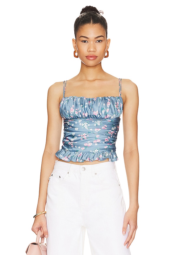 view 1 of 4 Amanda Ruched Cami Top in Blue Floral