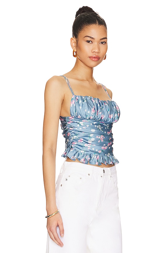 view 2 of 4 Amanda Ruched Cami Top in Blue Floral