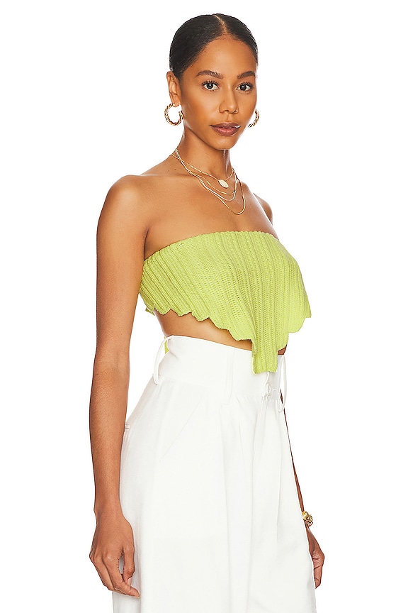 view 2 of 4 Sima Strapless Crop Top in Lime
