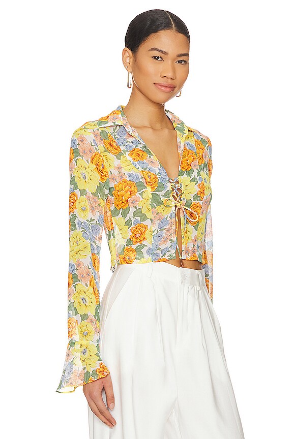 view 2 of 4 Robin Ruffle Top in Orange Floral