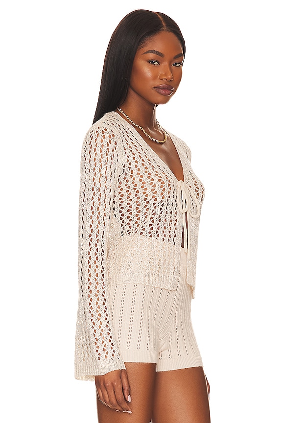 view 2 of 4 Navea Tie Front Top in Ivory Multi