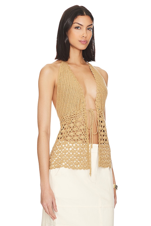 view 2 of 4 Alice Tie Front Top in Toast