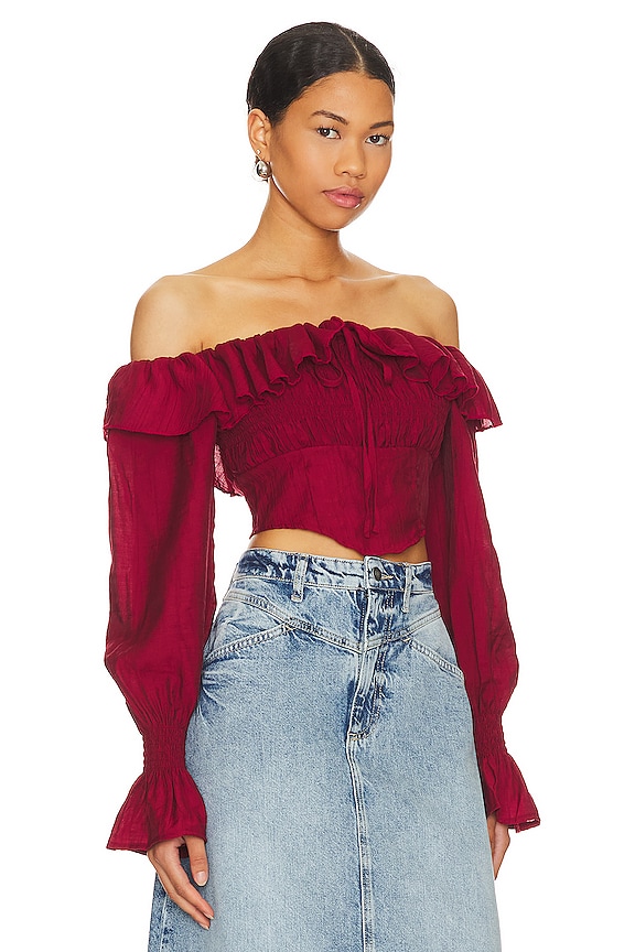 view 2 of 4 Pia Long Sleeve Top in Red
