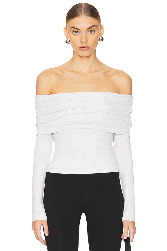 view 2 of 5 Jani Off Shoulder Top in Heather Grey