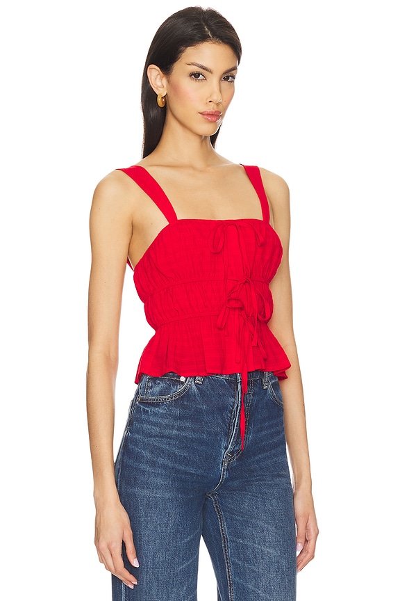 view 2 of 4 Betsey Tie Front Top in Red