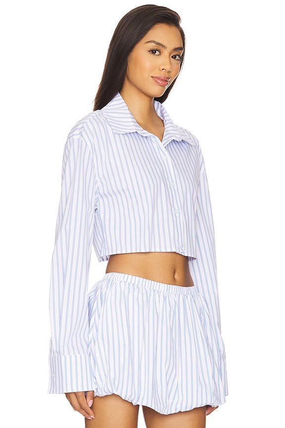 view 2 of 5 Carmin Button Down Top in Blue Stripe