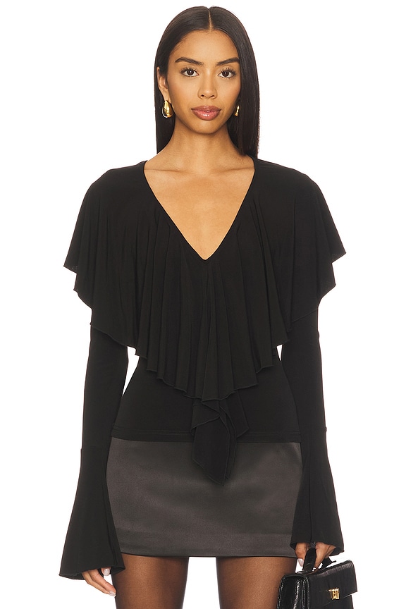 view 2 of 5 ELLEN 브이넥 탑 in Black