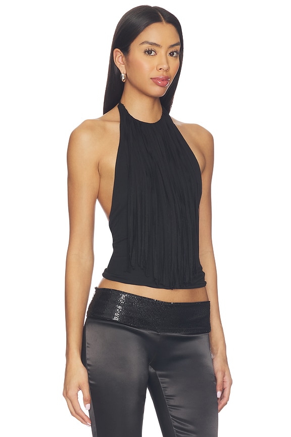 view 2 of 4 Leigh Fringe Halter Top in Black
