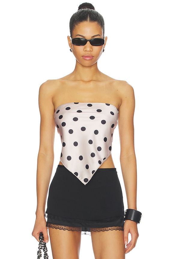 view 1 of 4 Wesson Scarf Top in Cream & Black Dot