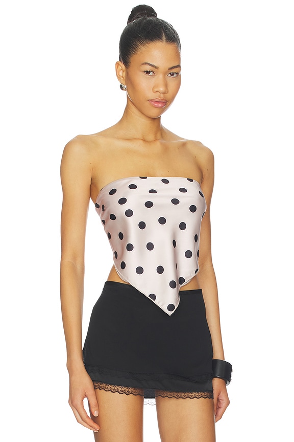 view 2 of 4 Wesson Scarf Top in Cream & Black Dot