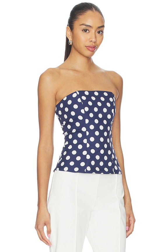 view 2 of 4 Tina Corset Top in Navy & White Polka Dot