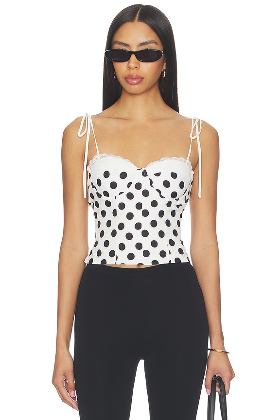 view 1 of 4 Roslyn Top in White & Black Dot