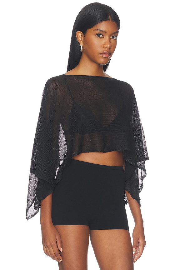 view 2 of 5 Orson Knit Poncho in Black Metallic