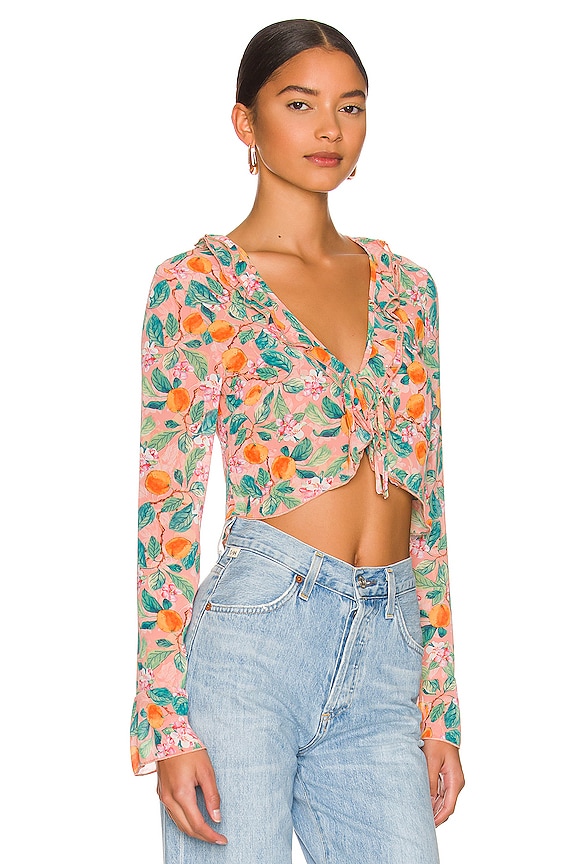 view 2 of 4 Racine Ruffle Tie Top in Peach