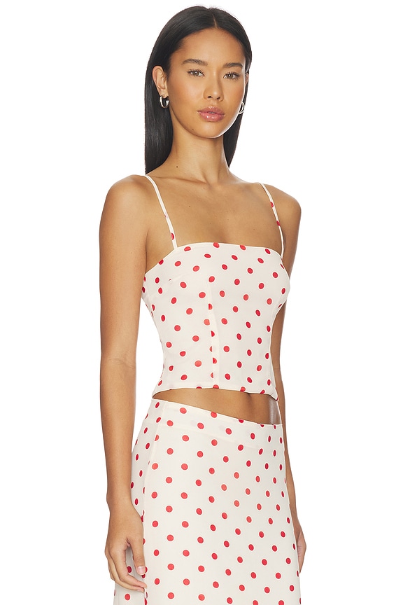 view 2 of 4 Annie Cami Top in Cream & Red Dot