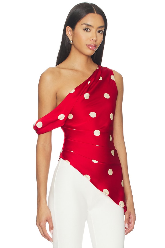 view 2 of 5 Mindy Off Shoulder Top in Red & White Dot
