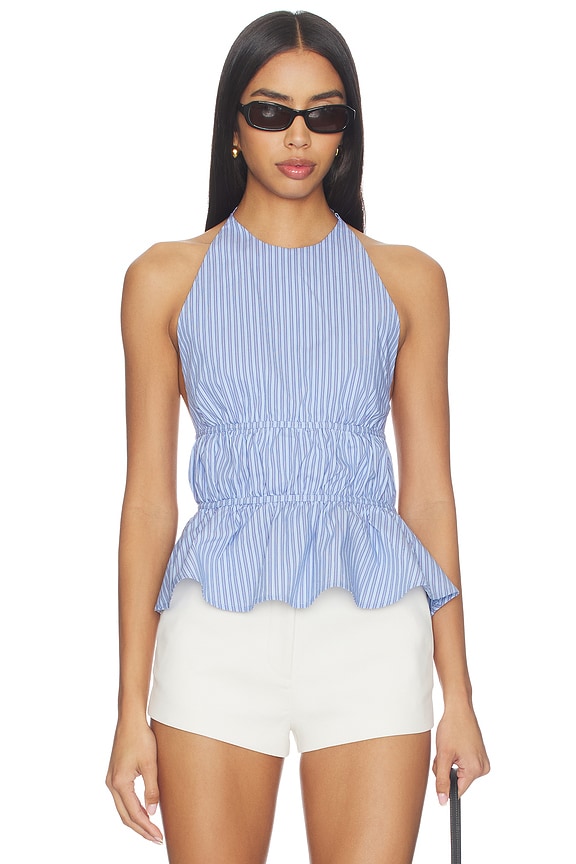 view 1 of 5 Drisana Halter Top in Blue Stripe