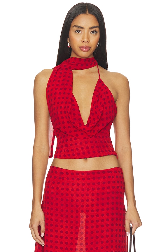 view 1 of 6 Landry Cowl Neck Top in Red Dot