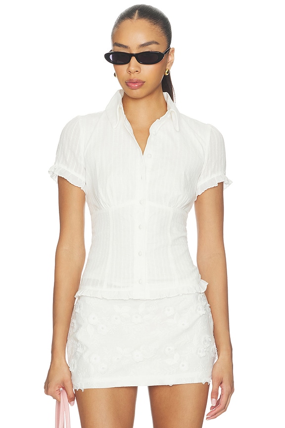 view 1 of 4 Abril Button Up Top in White