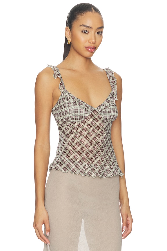 view 2 of 4 Ariadne Top in Brown Plaid