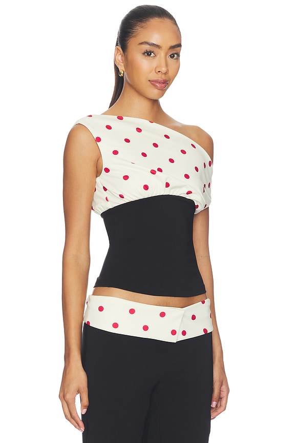 view 2 of 4 Angee Top in Cream & Red Dot