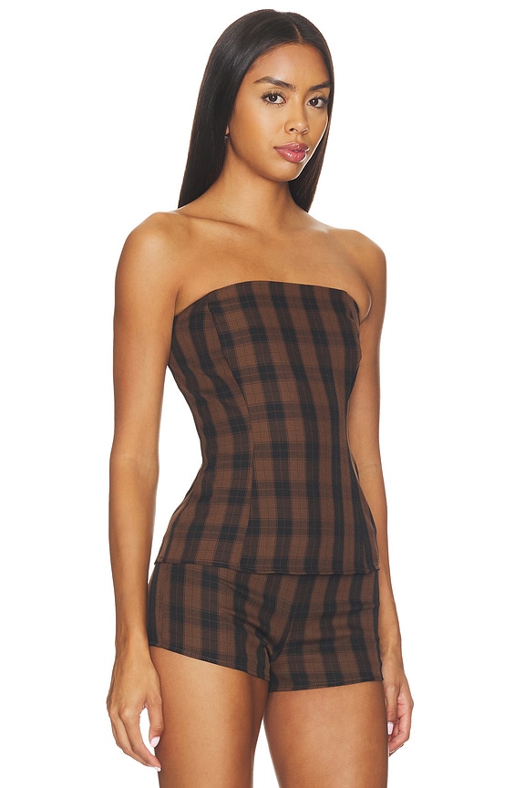 view 2 of 4 Audriena Strapless Top in Plaid Multi