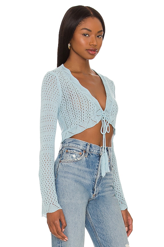 view 2 of 4 Briella Crochet Crop Top in Baby Blue
